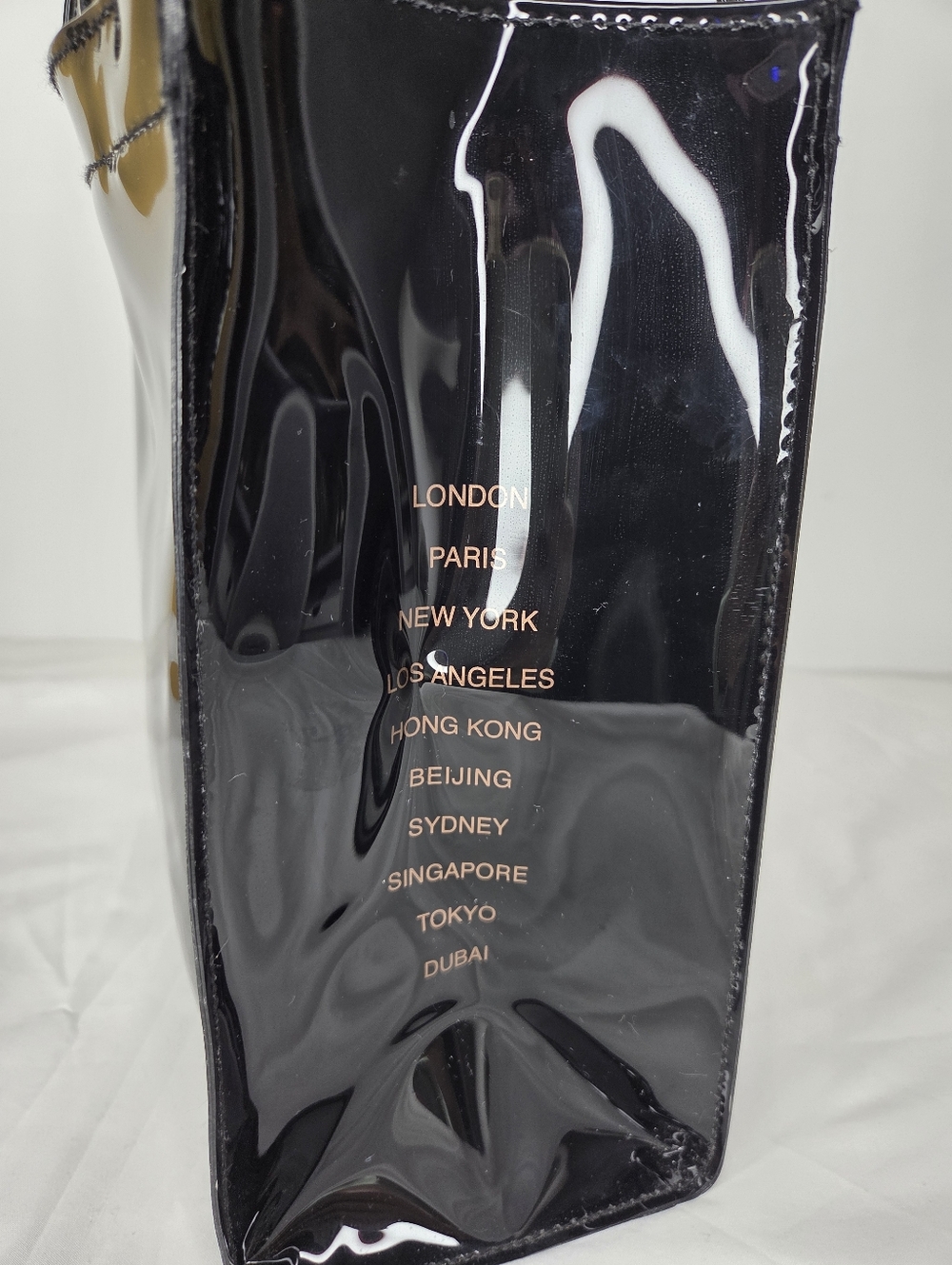 Ted Baker London Patent PVC Tote Bag Gold Bow In Glossy Black Finish - Picture 7 of 16